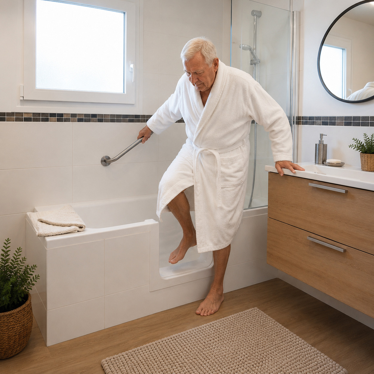 Ouverture latéral pour faciliter accès à la baignoire